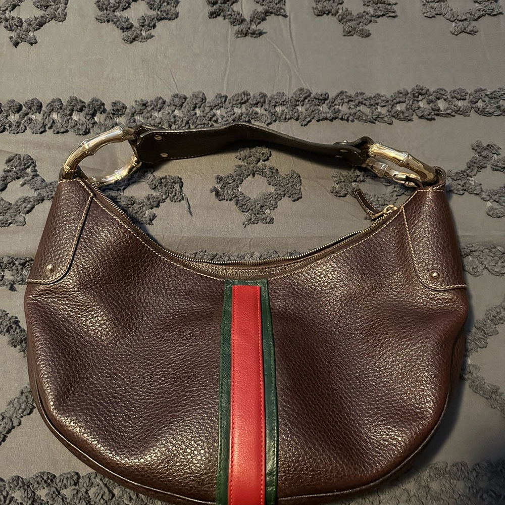 Vintage Gucci Brown Leather Shoulder Bag